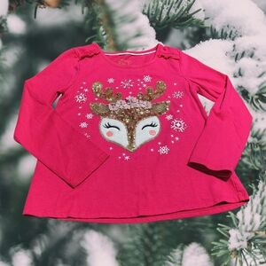 Long Sleeve Tee with Gold Reindeer Design